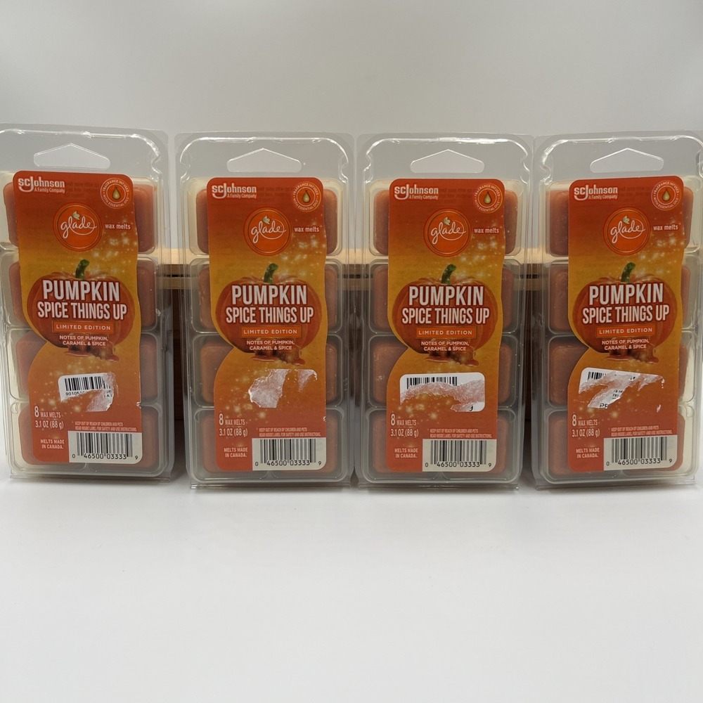 4 Pack Glade Limited Edition Pumpkin Spice Things Up Wax Melts 32 total 3.1oz Ea